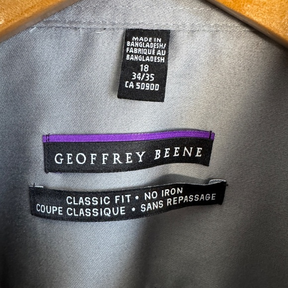 Geoffrey Beene Men's Classic Fit Dress Shirt Button Up Silver/Gray 18 - 34/35 - Picture 3 of 12